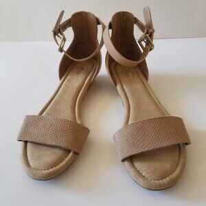 G.H. Bass & Co. Tan Suede Wedge Ankle Strap  Size 7